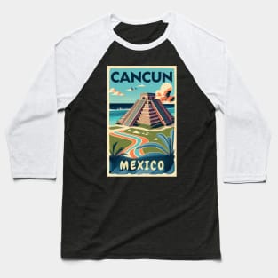 A Vintage Travel Art of Cancun - Mexico Baseball T-Shirt